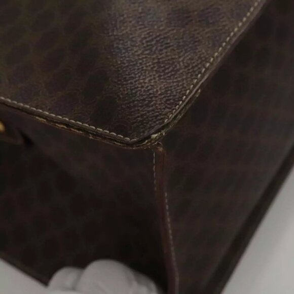 CELINE Macadam Canvas Hand Bag PVC Leather Brown Gold Auth - Picture 14 of 16